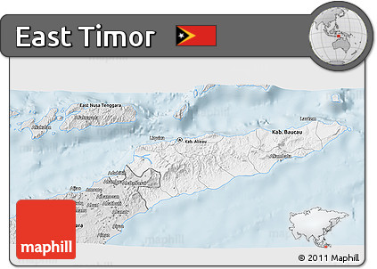 Silver Style 3D Map of East Timor