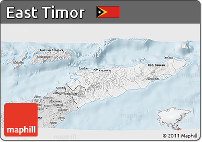 Silver Style 3D Map of East Timor
