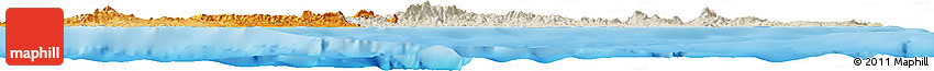 Shaded Relief Horizon Map of East Timor, political outside, shaded relief sea