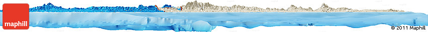 Shaded Relief Horizon Map of East Timor, political shades outside, shaded relief sea