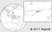 Gray Location Map of East Timor, blank outside, hill shading inside