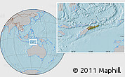Satellite Location Map of East Timor, gray outside, hill shading
