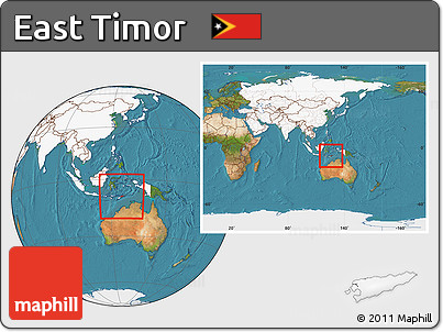 Satellite Location Map of East Timor, highlighted continent, within the entire continent