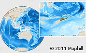 Satellite Location Map of East Timor, shaded relief outside