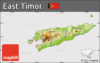 Physical Map of East Timor, cropped outside