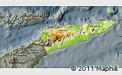 Physical Map of East Timor, darken, semi-desaturated