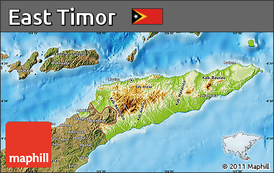 Physical Map of East Timor, satellite outside, shaded relief sea