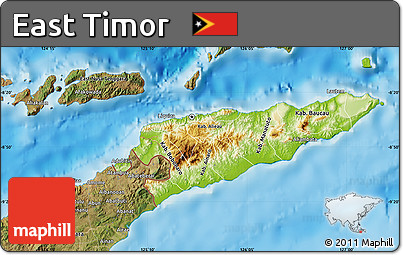 Physical Map of East Timor, satellite outside, shaded relief sea
