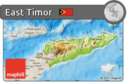 Physical Map of East Timor, shaded relief outside