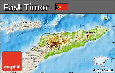 Physical Map of East Timor, shaded relief outside