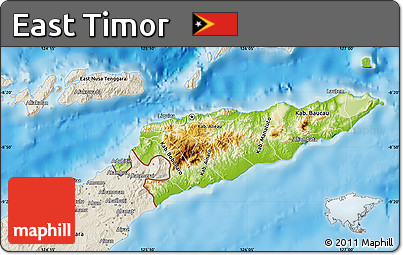 Physical Map of East Timor, shaded relief outside