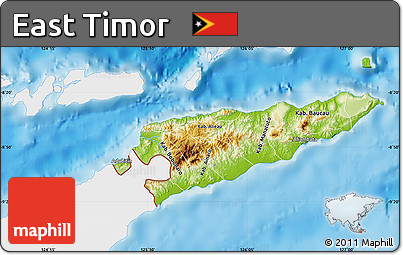 Physical Map of East Timor, single color outside