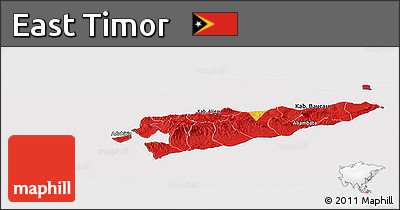 Flag Panoramic Map of East Timor, flag aligned to the middle