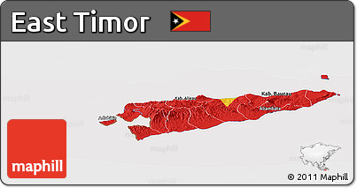 Flag Panoramic Map of East Timor, flag aligned to the middle