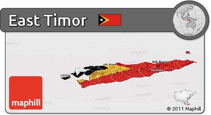 Flag Panoramic Map of East Timor
