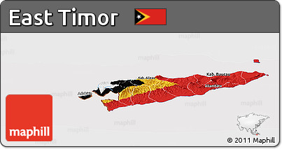 Flag Panoramic Map of East Timor