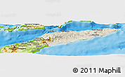 Shaded Relief Panoramic Map of East Timor, physical outside