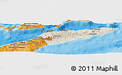 Shaded Relief Panoramic Map of East Timor, political outside, shaded relief sea