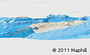 Shaded Relief Panoramic Map of East Timor, political shades outside, shaded relief sea