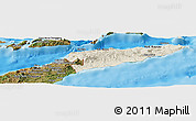 Shaded Relief Panoramic Map of East Timor, satellite outside, shaded relief sea