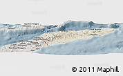 Shaded Relief Panoramic Map of East Timor, semi-desaturated