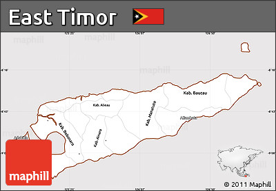 Classic Style Simple Map of East Timor, cropped outside