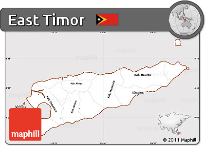 Classic Style Simple Map of East Timor, cropped outside