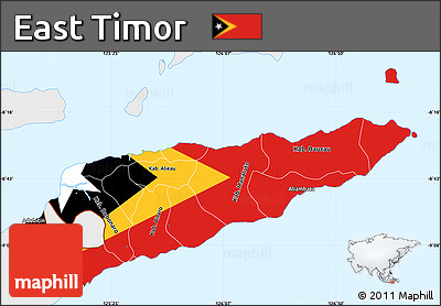 Flag Simple Map of East Timor, single color outside, flag centered