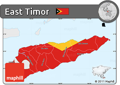 Flag Simple Map of East Timor, single color outside, flag rotated