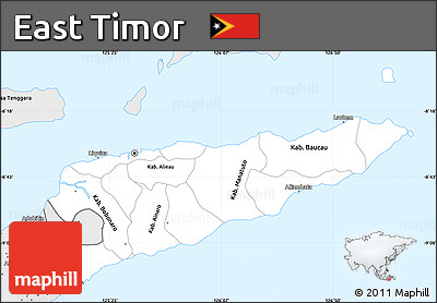 Silver Style Simple Map of East Timor