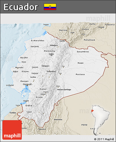 Classic Style 3D Map of Ecuador