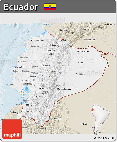 Classic Style 3D Map of Ecuador