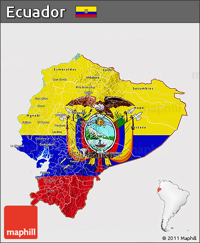 Flag 3D Map of Ecuador, flag centered