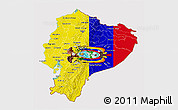 Flag 3D Map of Ecuador, flag rotated