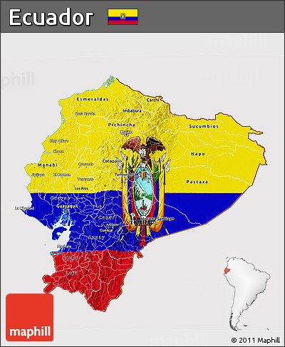 Flag 3D Map of Ecuador