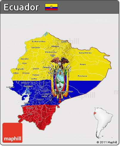 Flag 3D Map of Ecuador