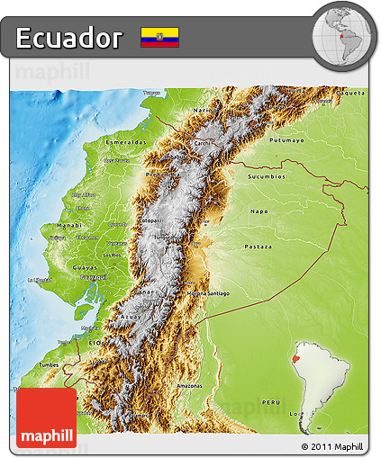 Physical 3D Map of Ecuador