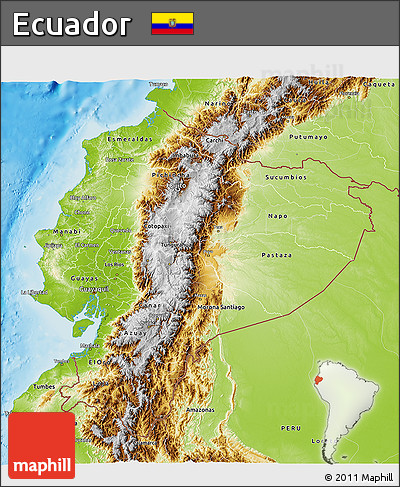 Physical 3D Map of Ecuador