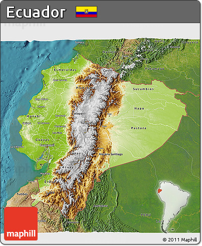 Physical 3D Map of Ecuador, satellite outside