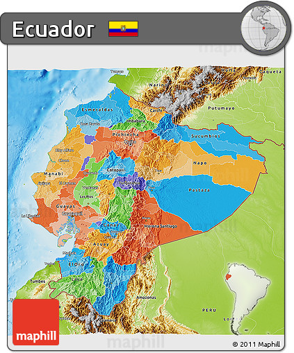 Political 3D Map of Ecuador, physical outside