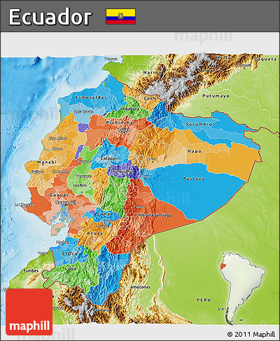 Political 3D Map of Ecuador, physical outside