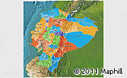 Political 3D Map of Ecuador, satellite outside