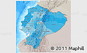 Political Shades 3D Map of Ecuador, lighten, semi-desaturated, land only