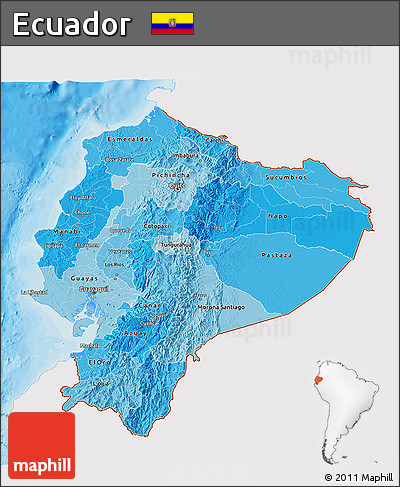 Political Shades 3D Map of Ecuador, single color outside