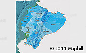 Political Shades 3D Map of Ecuador, single color outside, satellite sea