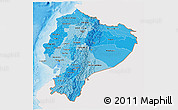 Political Shades 3D Map of Ecuador, single color outside, shaded relief sea