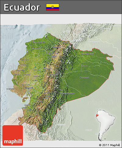 Satellite 3D Map of Ecuador, lighten