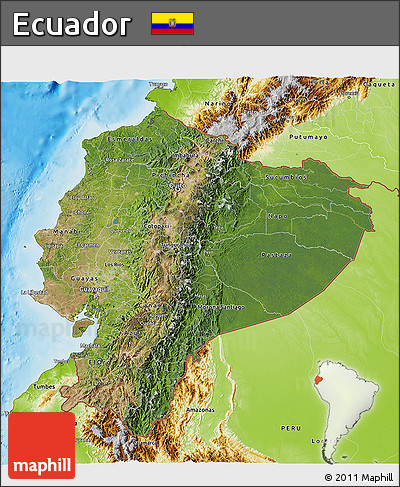Satellite 3D Map of Ecuador, physical outside