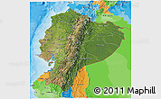 Satellite 3D Map of Ecuador, political outside