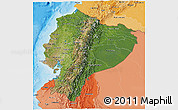 Satellite 3D Map of Ecuador, political shades outside